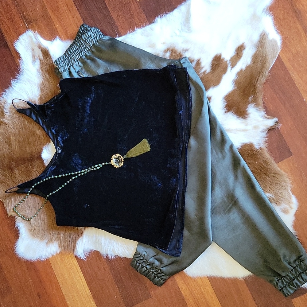 NWOT Black Velvet Tank Top S
